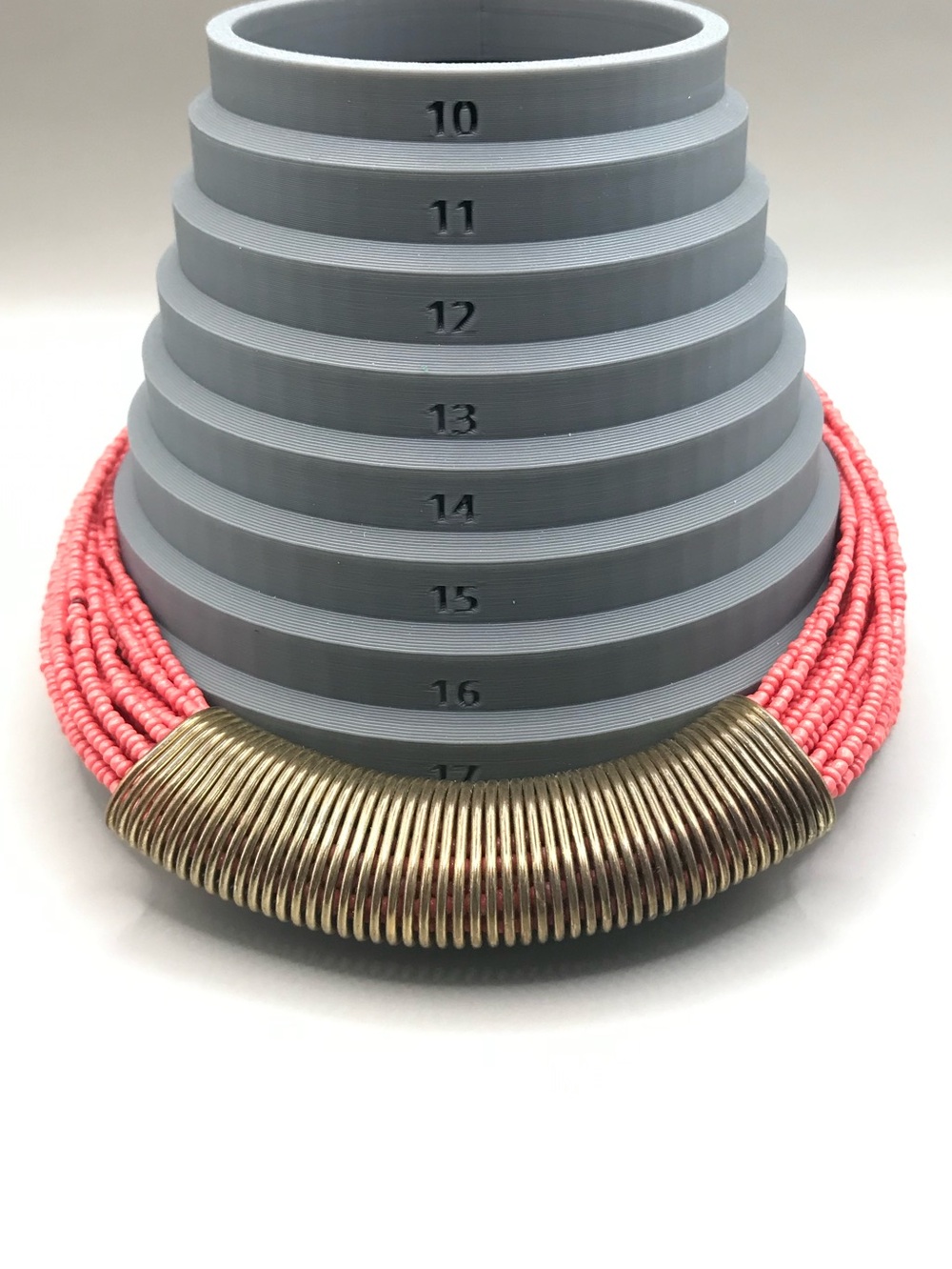 Treska Coral Multi-Strand Bead Necklace with Antique Bronze Coil Tubes - Picture 6 of 8